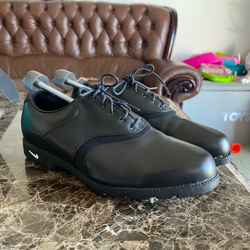Men's NIKE 'Waverly Last' Black Golf Shoes Size 10W Rare 305253-001 Read Descrip